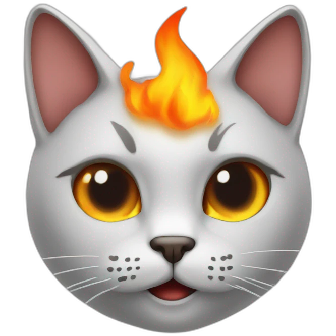 cat emoticon  in love with fire emoji