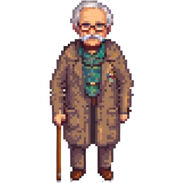 grandfather pensioner in pixel art style emoji