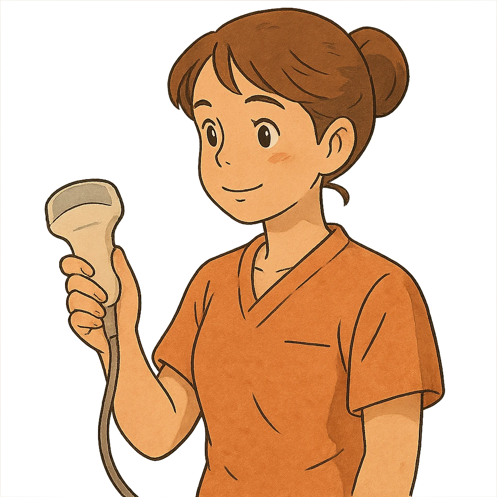 sonographer holding ultrasound probe, orange emoji