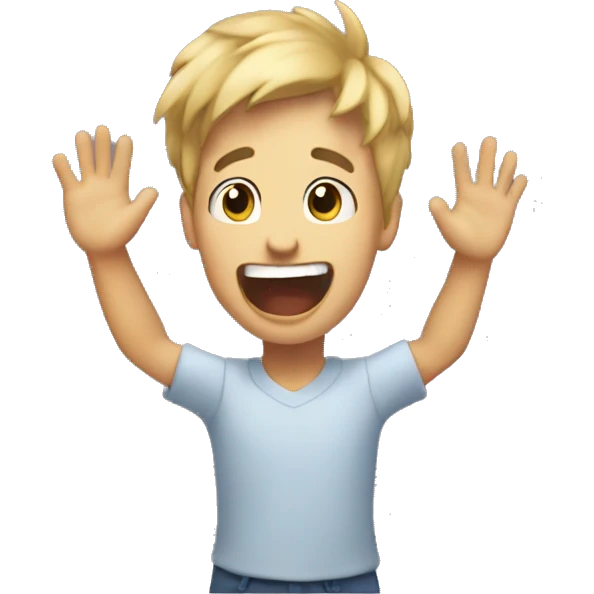 me being overly excited with my hands in the air emoji