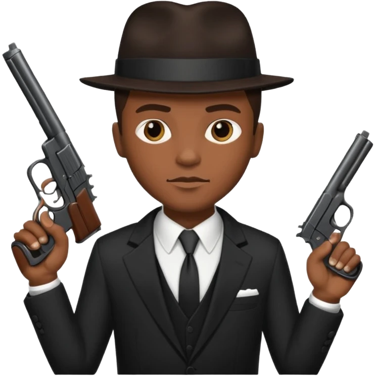 African American gangster terrorist with a gun emoji
