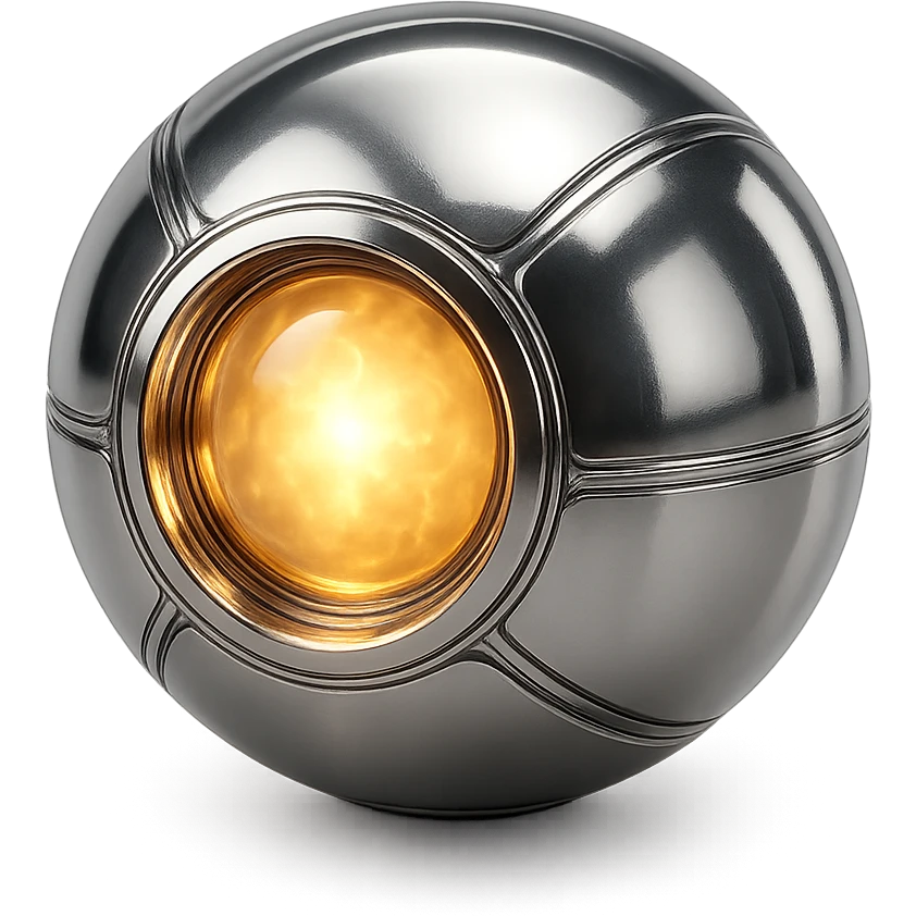 energy sphere glowing with internal light and reflective chrome surface emoji