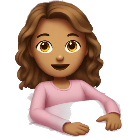 Girl with brown hair in pink bed emoji