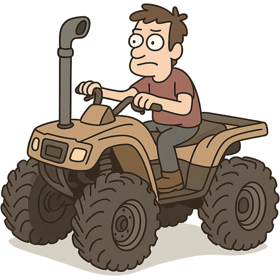 4 wheeler ATV with a snorkel and big tires, cartoon style emoji