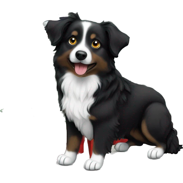 Small black australian shepherd dog Christmas tree emoji
