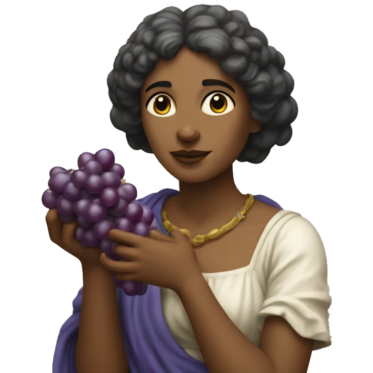 Sappho holds a bunch of grapes in her hand emoji