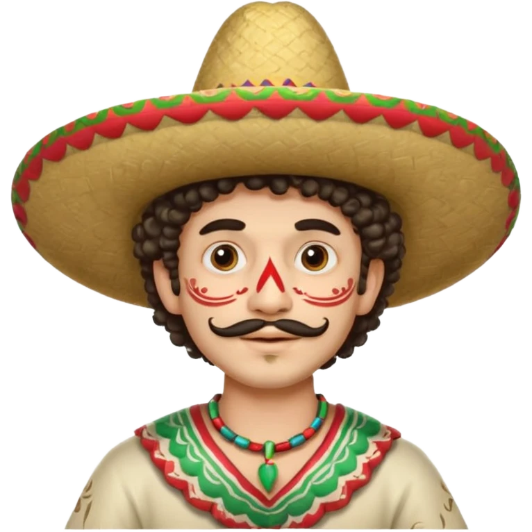 painted face mexican theme, curly hair, male, white emoji