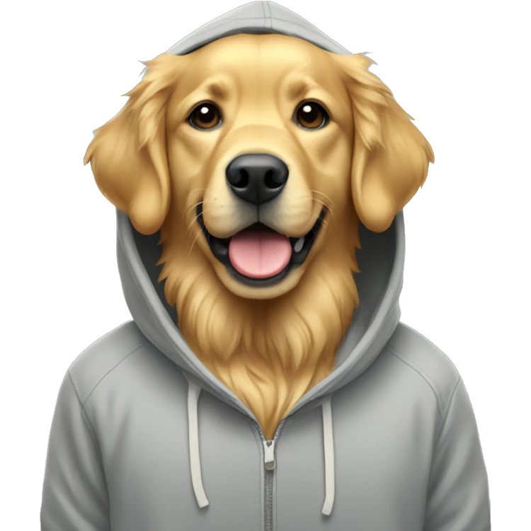 Golden retriever wearing hoodie emoji