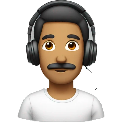 Make a brown man with mustache and with headphones  emoji