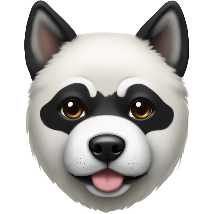 “Black and white American Akita with a black fur mask around the eyes.” emoji