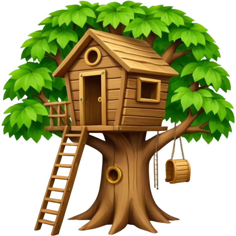 letter W on a treehouse in a tree emoji