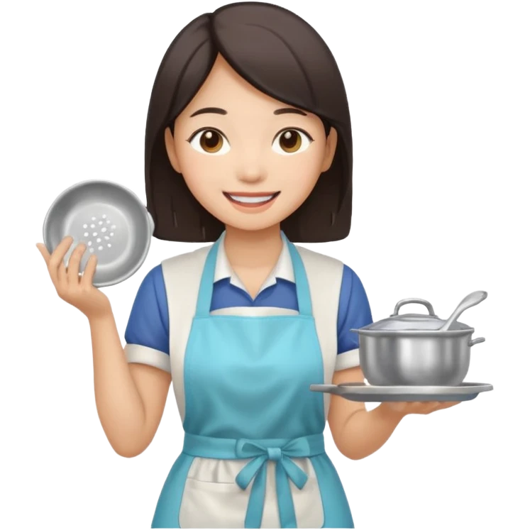 smiling aisan Woman washing dishes emoji