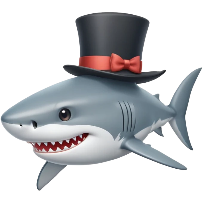 Shark with a top hat emoji