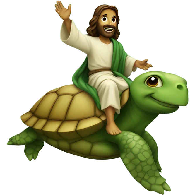 Jesus riding a turtle emoji