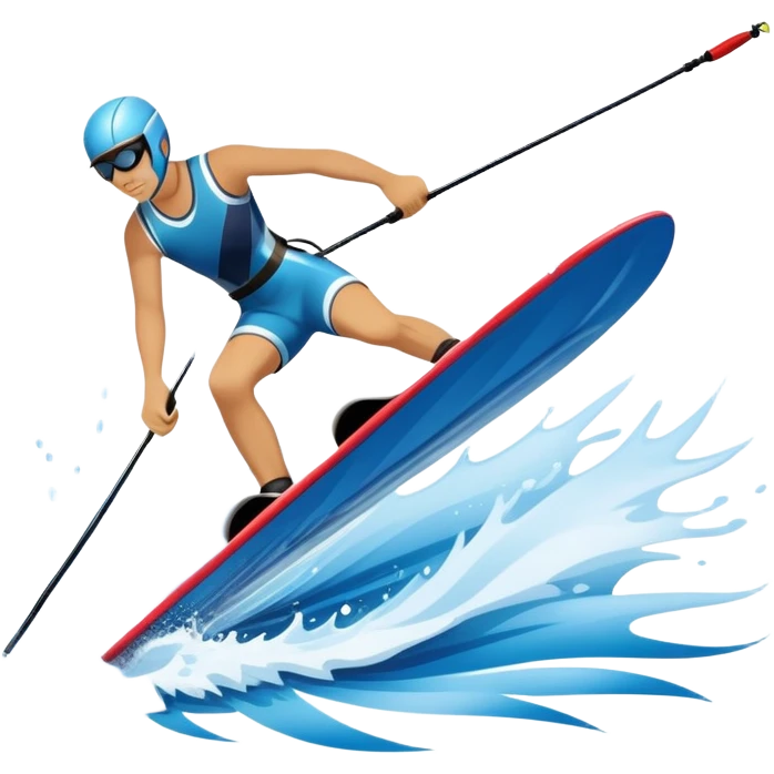 An icon featuring a close-up collage of water skis, splashing water across the surface. The design highlights the motion of the skis cutting through the water and the boat’s wake. Transparent background emphasizes the thrill of water skiing. emoji