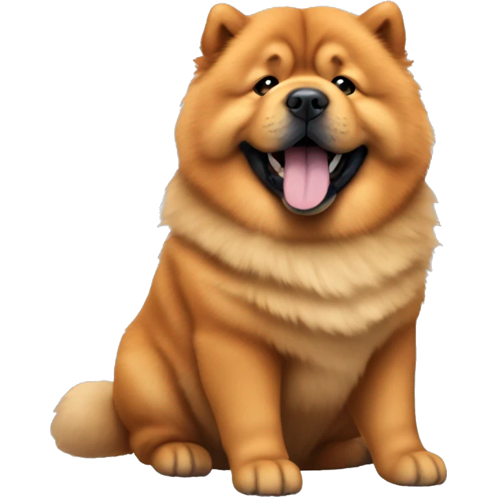 orange chow chow with short fur and blue tongue out emoji
