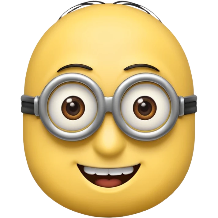 Minion emoji with a round head like normal emojis and a smurk 😏 emoji