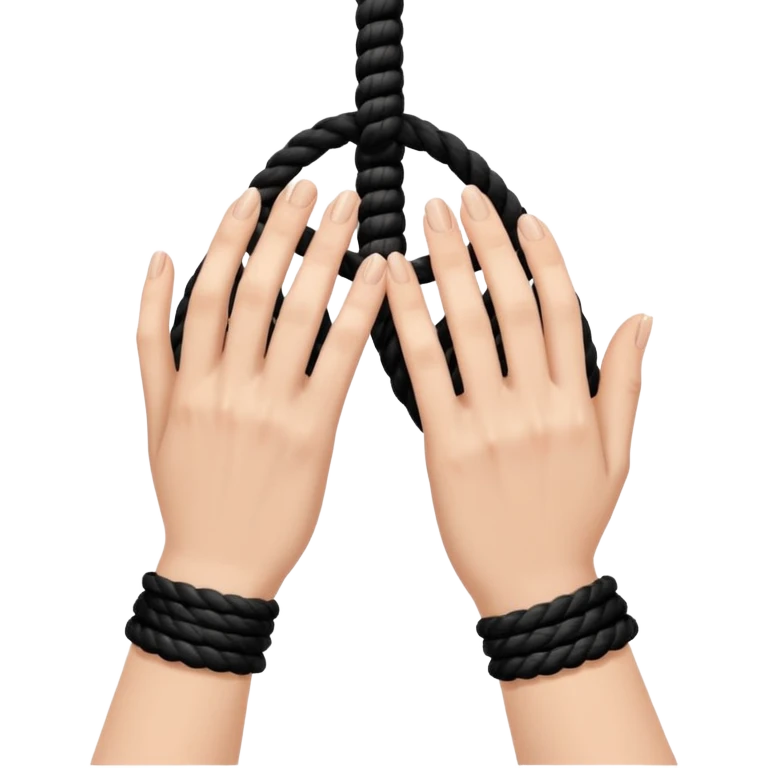 Woman’s hands tied with black rope  emoji
