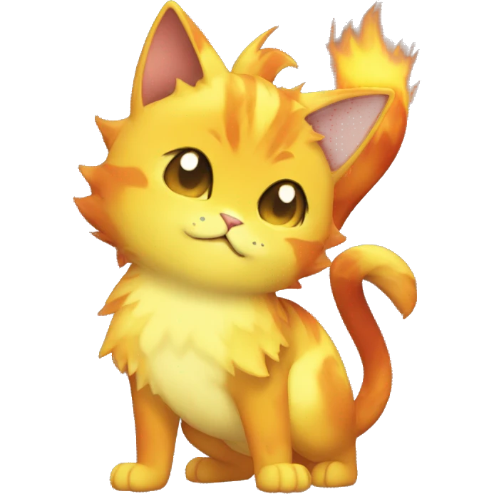 Shiny Dark-type-Fire-type-Fakémon-Cat full body emoji