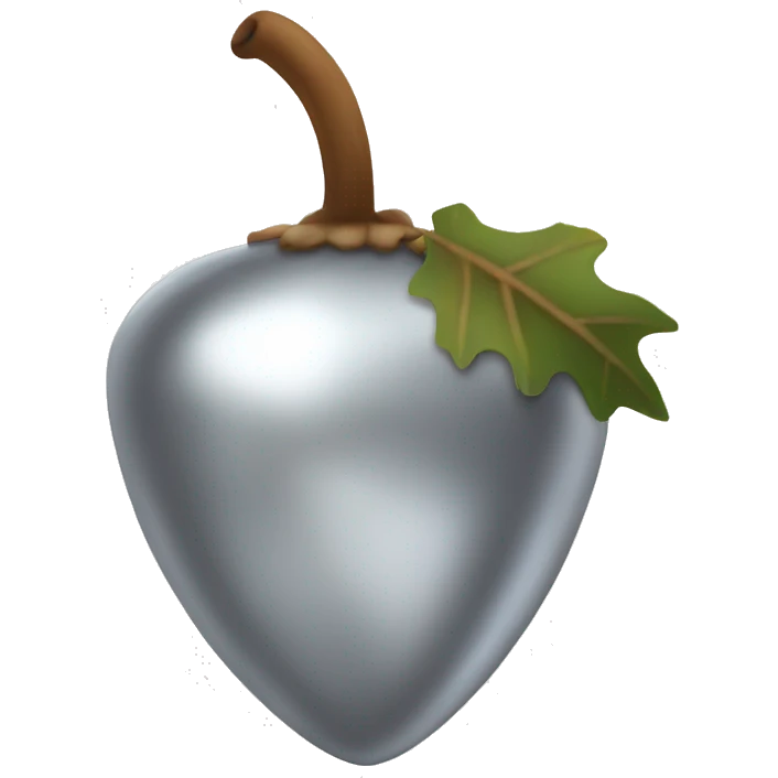 shiny silver Acorn with stem  emoji
