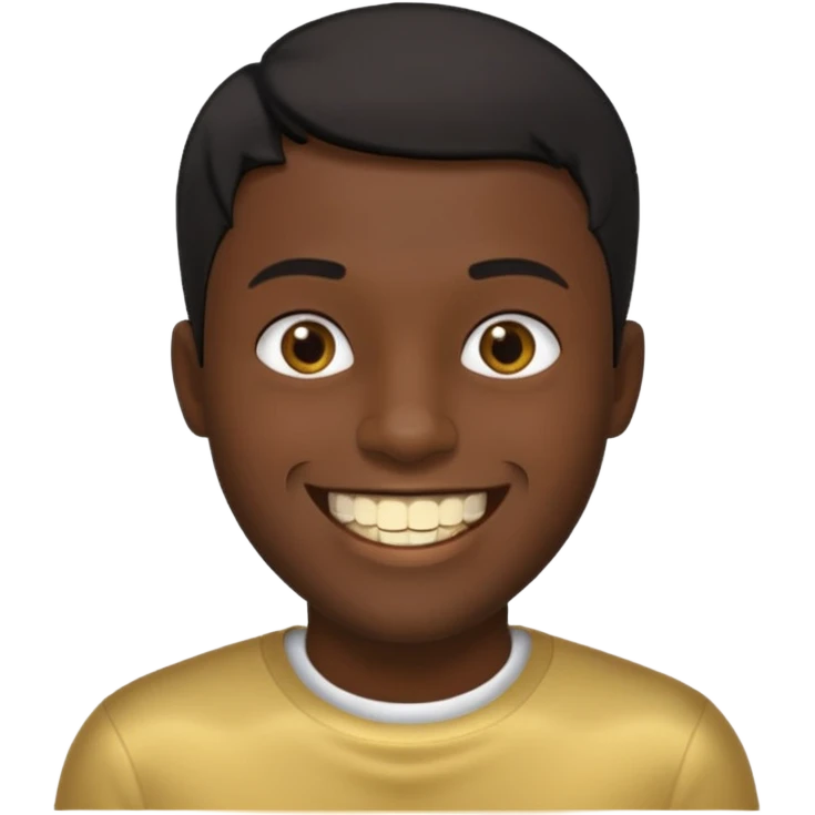 Isso agora faca esse emoji masculino com um cabelo preto baixo e um sorriso com um dente de ouro emoji