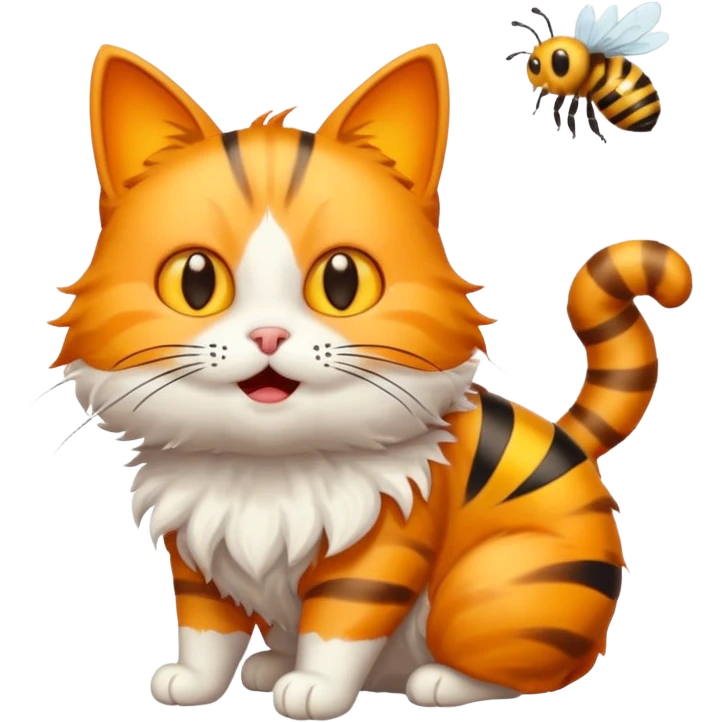 Cat with a bee emoji