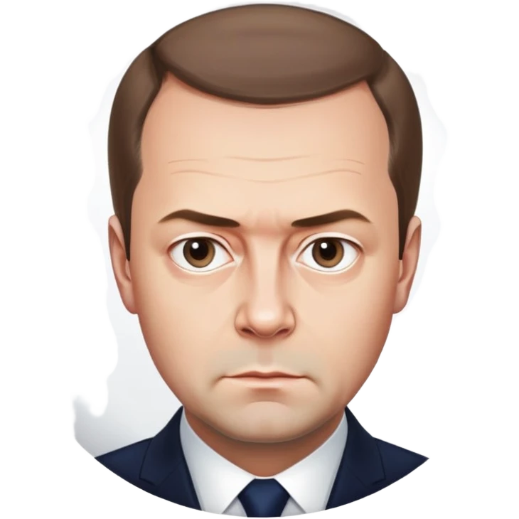 Dmitry Medvedev, round face, polished and smooth, realistic facial features, serious expression emoji