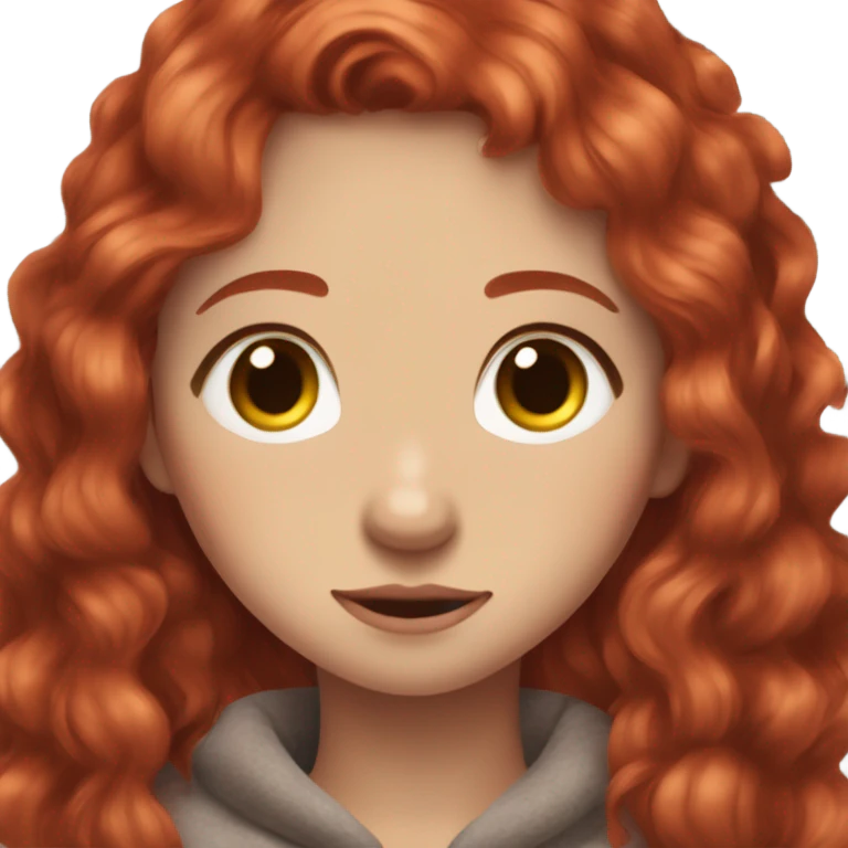 cottagecore cocooning girl red ginger hair wavy brown eyes emoji