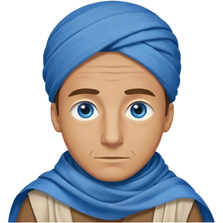 blue eyed desert man cowered with cloth emoji