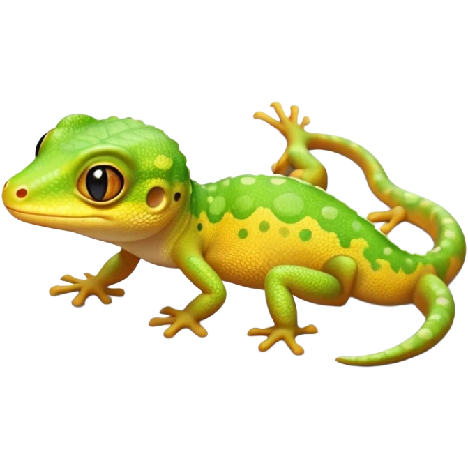 cinematic-cute-realistic gecko-portrait-emoji,-head-tilted-playfully-and-inquisitively,-featuring-a-small,-charming-body-with-smooth,-vividly-patterned-scales,-bright,-sparkling-eyes-and-delicate,-sticky-toe-pads,-simplified-yet-irresistibly-adorable emoji