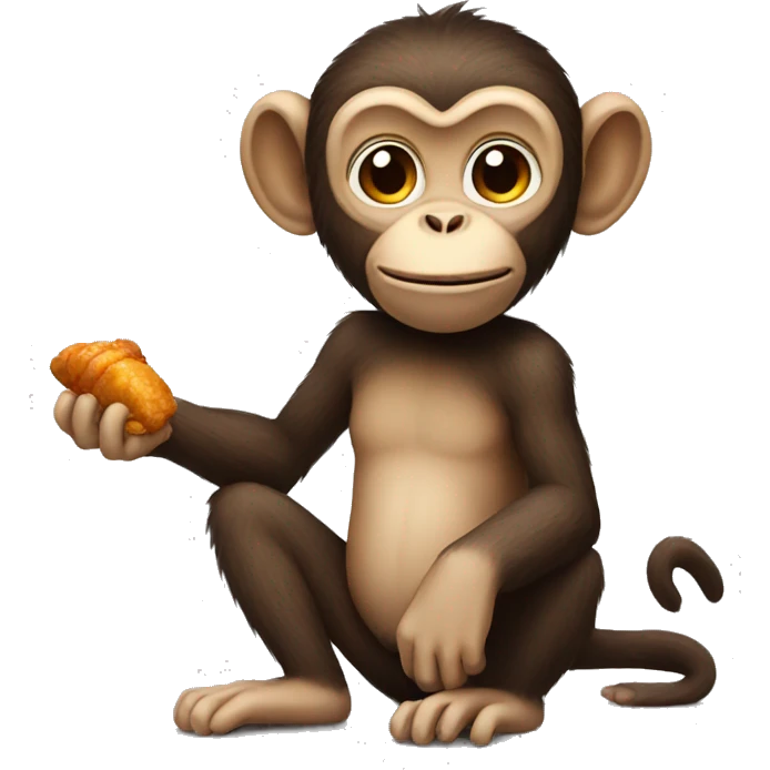Monkey holding a chicken wing emoji