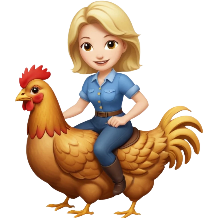 White woman  on chicken emoji