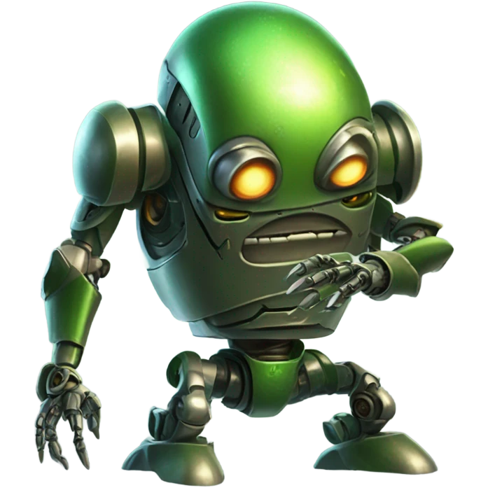robot fighting alien emoji