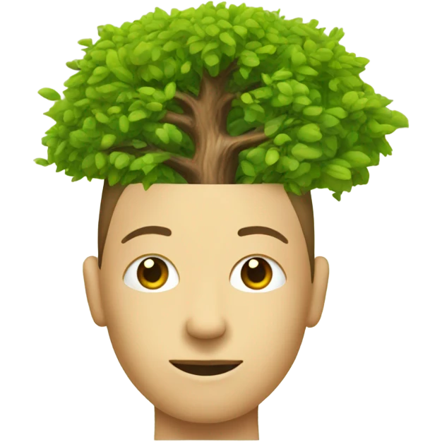 person with a brain growing a tree emoji
