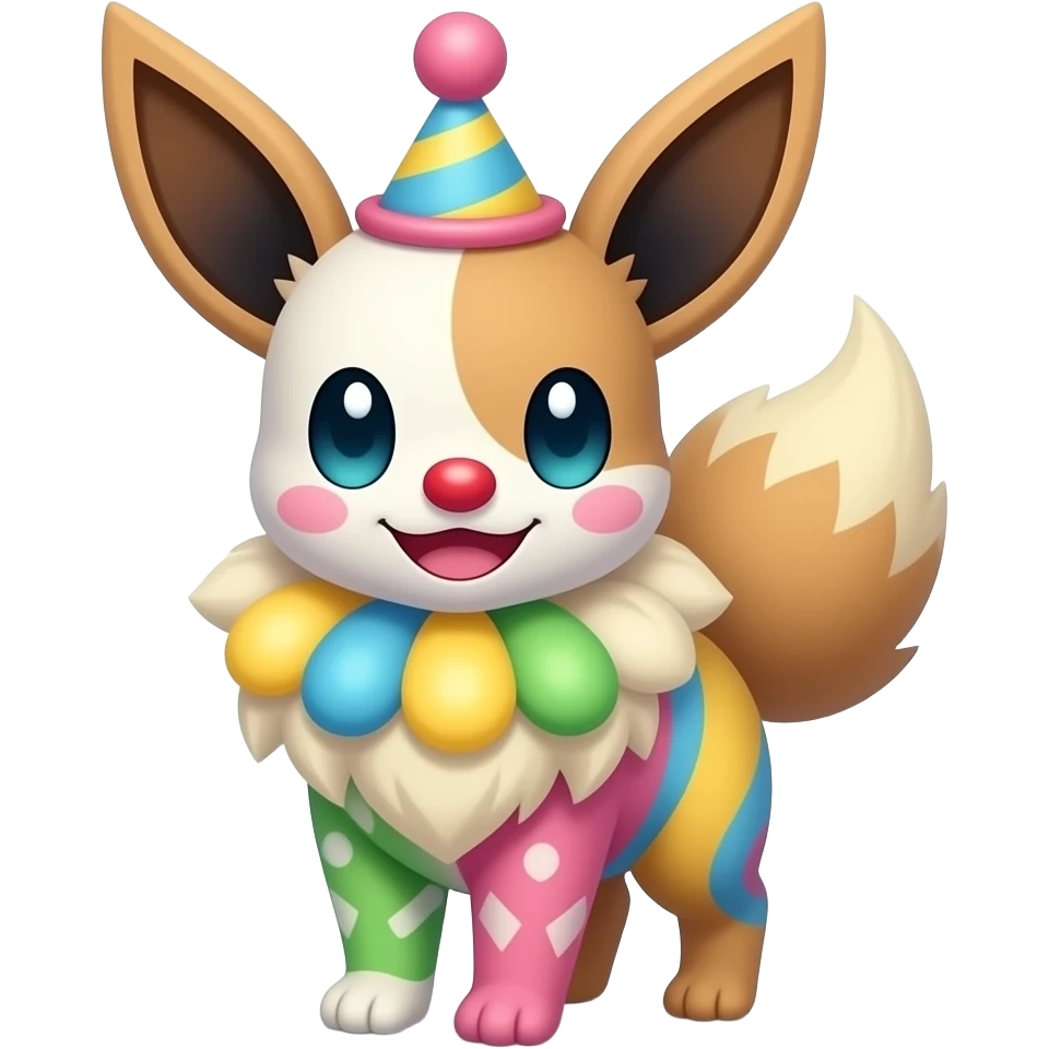 Kawaii Pastel Cotton-Candy-Colored Clown-Eeveelution-Cute-Pokémon-fusion full body emoji