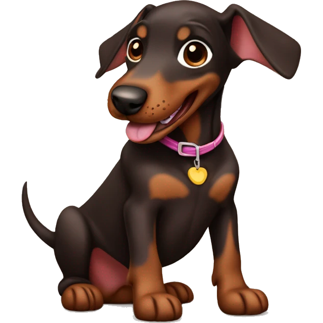 Panting happy chocolate Doberman puppy emoji