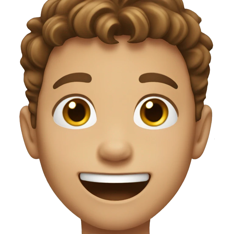Happy excited boy brown hair emoji
