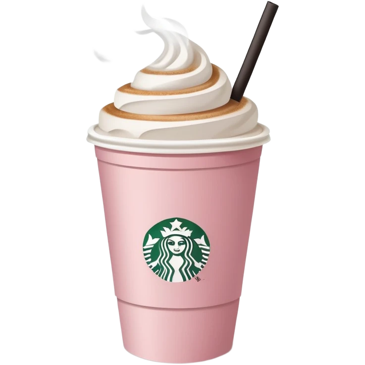Starbucks pale pink paper cup of coffee with a straw emoji
