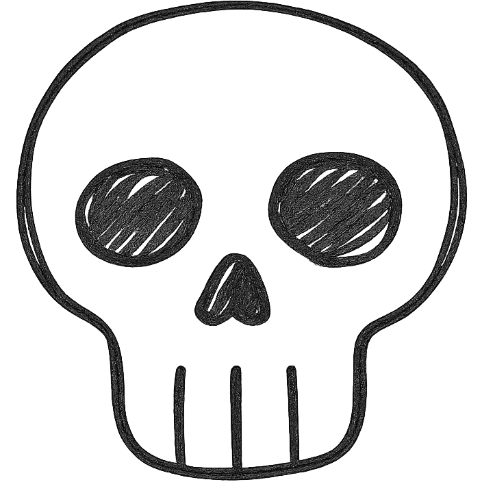 hand drawn outlined skull face icon emoji