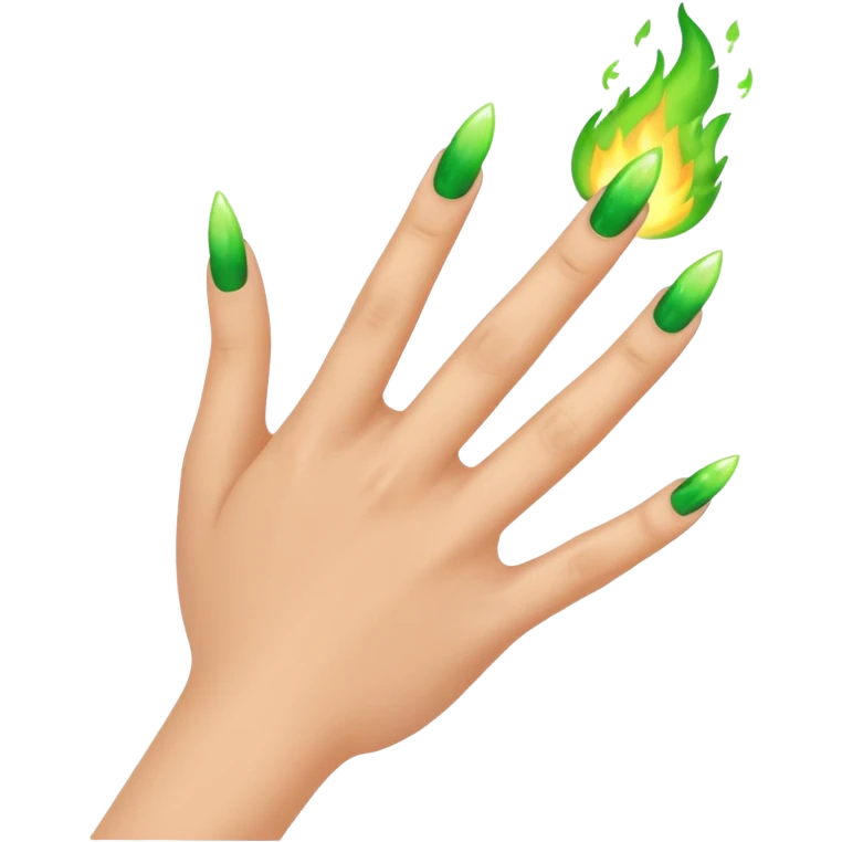 world of warcraft warlock hand with green fire checking nails like a pedicure was just done. just the hand emoji