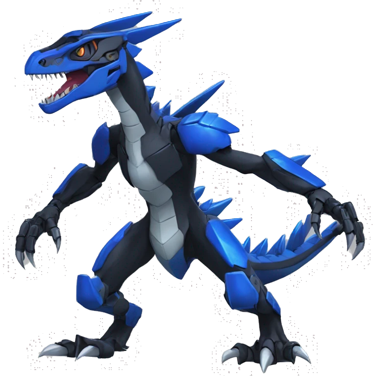  Cool Edgy Black Blue Digimon-Fakemon-Guilmon-Velociraptor-Dragon-Mecha full body emoji
