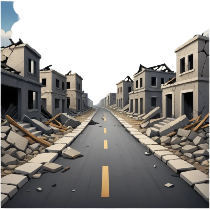 ruined town with horizontal destroyed road emoji