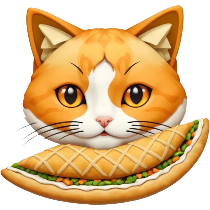 calico cat eating samosa emoji