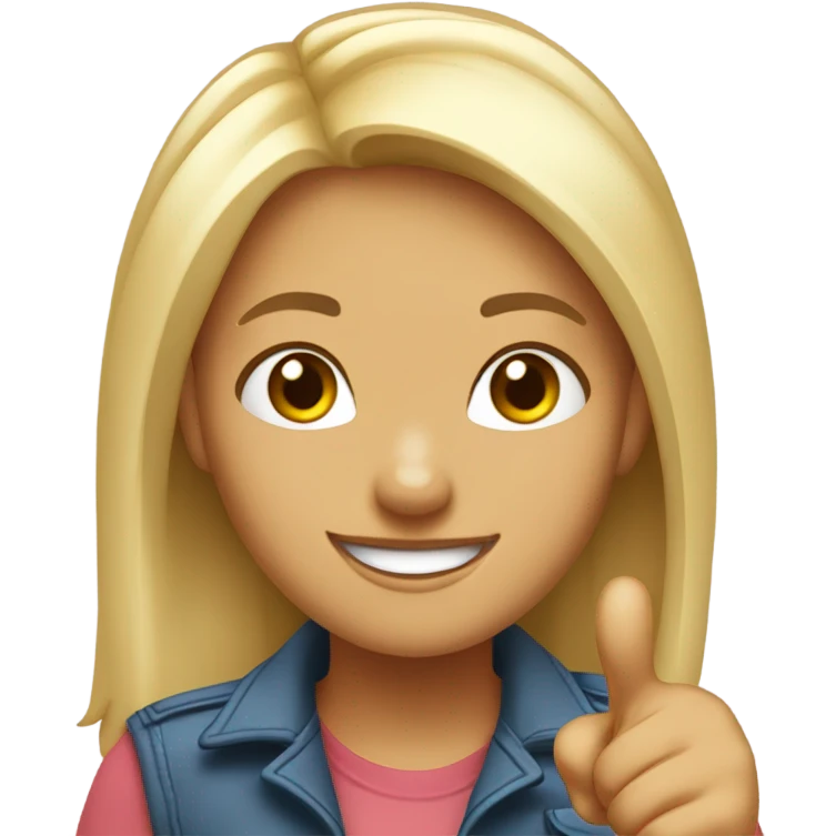 girl with light hair
smiles and shows a thumbs up "class sign, cool" emoji