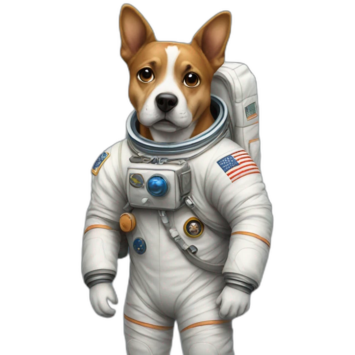 astronaut with a backpack and a dog emoji