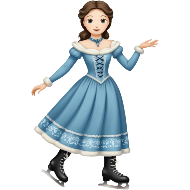 Victorian ice skater in a long dress emoji