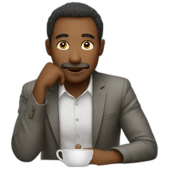 Men thinking sittinga at table emoji