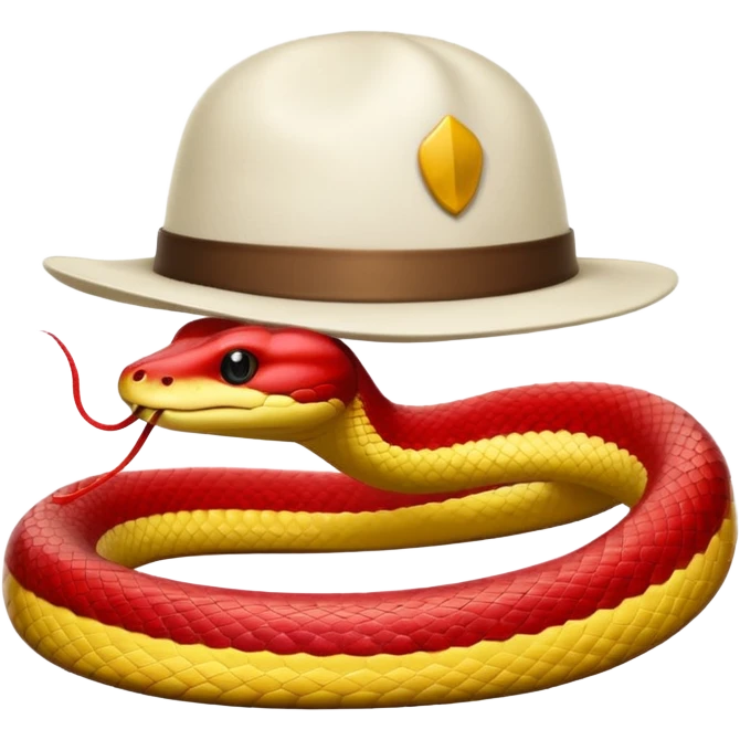 red snake, white hat emoji