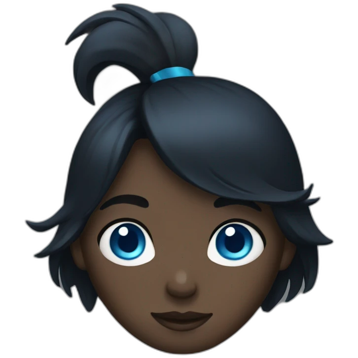 black haired person with blue eyes emoji