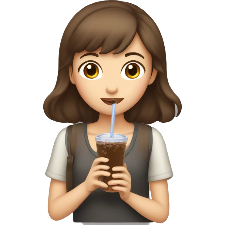 brown hair girl drinking boba  emoji